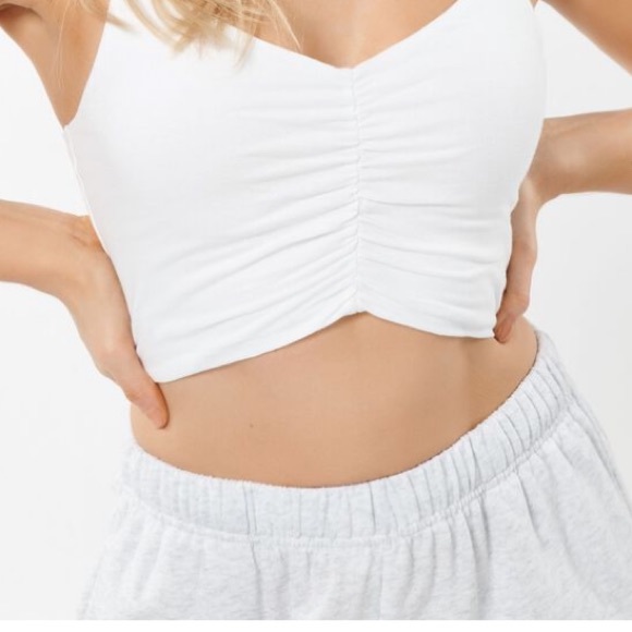 Garage Tops - White ruched crop top